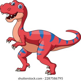 Cute dinosaur cartoon on white background