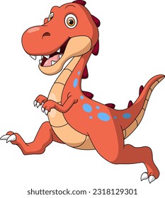 Cute dinosaur cartoon on white background