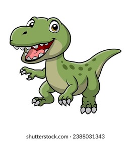 Cute dinosaur cartoon on white background