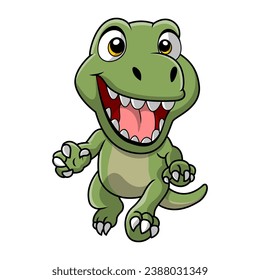 Cute dinosaur cartoon on white background