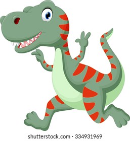 Cute dinosaur cartoon running