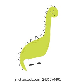 Cute dinosaur in cartoon scandinavian style. Vector illustration for a kids room. Hand drawn dino isolated on white background. Dino character.