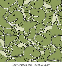 Cute dinosaur cartoon seamless pattern background vector illustration