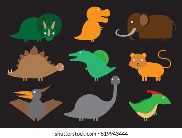 cute dinosaur cartoon set