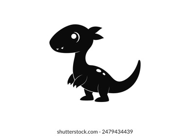 Cute dinosaur cartoon silhouette black color vector illustration 