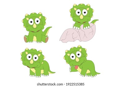 cute dinosaur cartoon, simple vector illustration