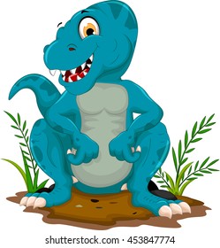 cute dinosaur cartoon sitting