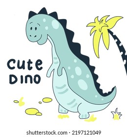 Cute dinosaur in cartoon style for  kids print, goods or joys