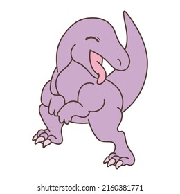 Cute dinosaur in cartoon style. Vector illustration of a cute animal. Cute little illustration of dino for kids, baby book, fairy tales, covers, baby shower invitation, textile t-shirt.