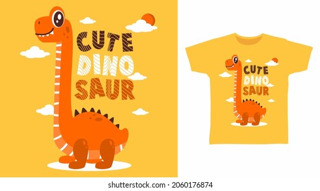 Cute dinosaur cartoon for t shirt design