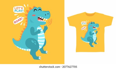 Cute dinosaur cartoon t shirt design