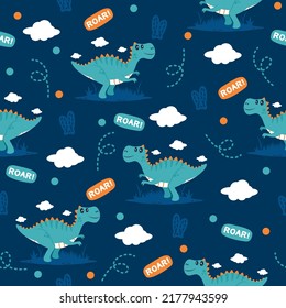 Cute dinosaur cartoon trendy pattern design concepts
