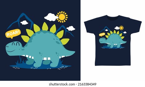 Cute dinosaur cartoon tshirt and apparel designs