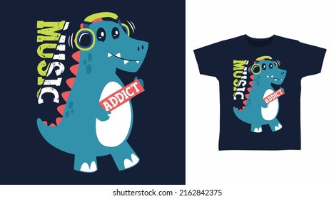 Cute dinosaur cartoon tshirt art design