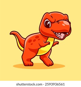 Cute Dinosaur Cartoon Vector Icon Illustration. Animal Nature Icon Concept Isolated. Character Design.