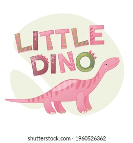 Cute dinosaur cartoon vector illustration. Kids Design for print, poster, invitation, t-shirt and badges.
