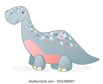 Dibujo vectorial de dibujos animados de dinosaurios. Diseño infantil para impresión, afiche, invitación, camiseta y insignias.