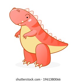 Cute dinosaur cartoon vector illustration. Kids Design for print, poster, invitation, t-shirt and badges.