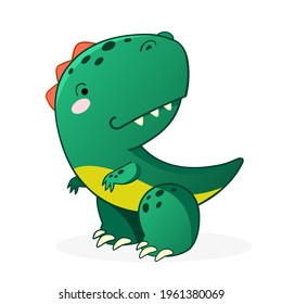 Cute dinosaur cartoon vector illustration. Kids Design for print, poster, invitation, t-shirt and badges.