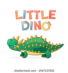 Cute dinosaur cartoon vector illustration. Kids Design for print, poster, invitation, t-shirt and badges.