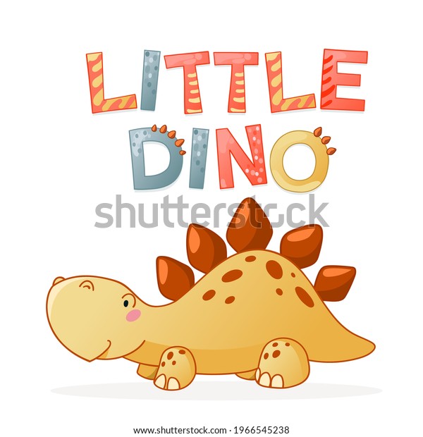 Cute dinosaur\
cartoon vector illustration. Kids Design for print, poster,\
invitation, t-shirt and\
badges.