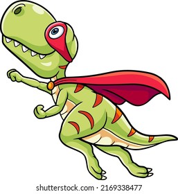Cute dinosaur cartoon wearing a red robe and mask