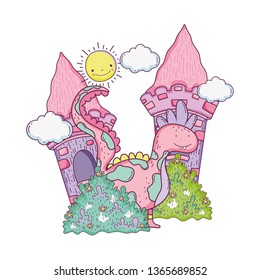 cute dinosaur in the castle character
