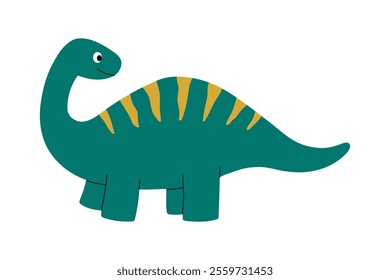 Cute dinosaur character. Design element for print, greeting card, invitation, book. Isolated vector illustration
