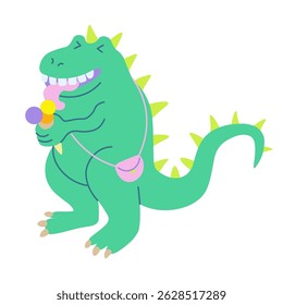 cute dinosaur character in doodle style. Element for sticker poster postcard icon avatar decor logo