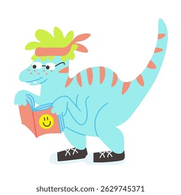 cute dinosaur character in doodle style. Element for sticker poster postcard icon avatar decor logo