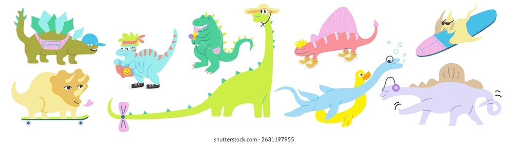 cute dinosaur character in doodle style. Element for sticker poster postcard icon avatar decor logo
