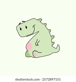 cute dinosaur character ekspression illustration