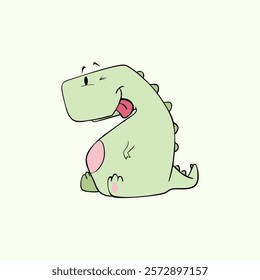 cute dinosaur character ekspression illustration