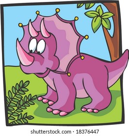 Cute Dinosaurierzeichen einzeln auf blauem Himmel und grünem Gras: Vektorgrafik