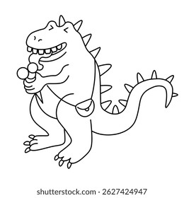 cute dinosaur character in linear doodle style. Element for sticker poster postcard icon avatar decor logo