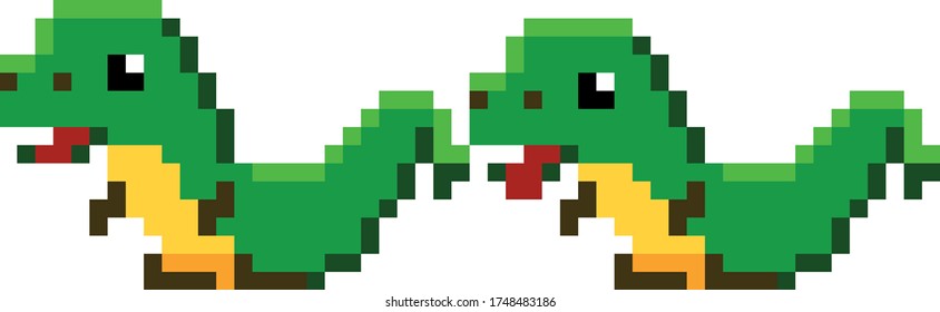 Cute Dinosaur Character Pixel Art Isolated Game Asset Vector Work Animal Idle Animaton Two Frames Cartoon Texture