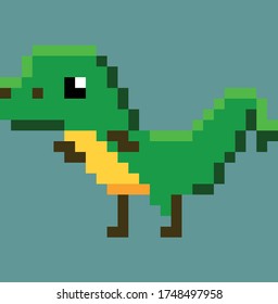 Cute Dinosaur Character Pixel Art Isolated Game Asset Vector Work Animal Cartoon Texture