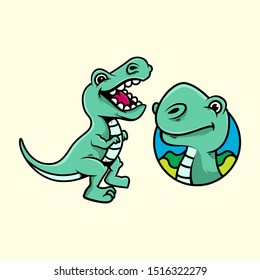 Cute dinosaur character set cartoon illustration