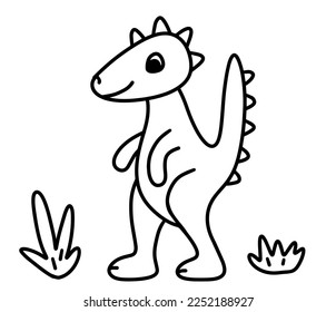 Cute dinosaur character in simple doodle style