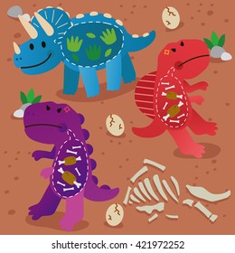 Cute Dinosaur Characters : Vector Illustration