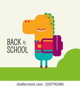 Cute Dinosaur in childish style. Back to school Vector Illustration.
