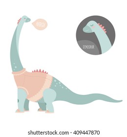 Cute dinosaur for children's posters and postcards