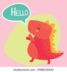 Cute dinosaur. Children's print. Cheerful dinosaur. Baby dinosaur. Character for packages. Children's print on a T-shirt