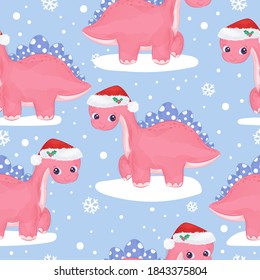 Cute dinosaur for christmas seamless pattern for decoration, wallpaper and many more