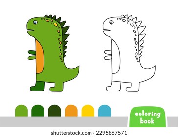 Cute Dinosaur Coloring Book for Kids Page for Books, Magazines, Vector  Doodle Template