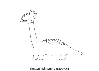 Cute dinosaur Coloring book page for kids. Cartoon drawing for children's creativity. Dinosaur for drawing and children's Hobbies. Stylized animal drawn in flat child style. 