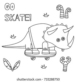 Cute dinosaur coloring book series. Drawing for kid with dinosaur theme.