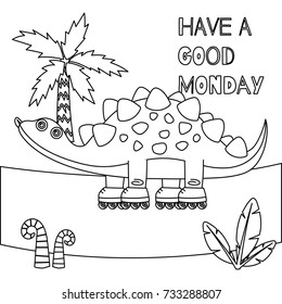 Cute dinosaur coloring book series. Drawing for kid with dinosaur theme.