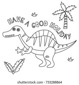 Cute dinosaur coloring book series. Drawing for kid with dinosaur theme.