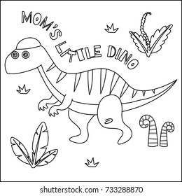 Cute dinosaur coloring book series. Drawing for kid with dinosaur theme.